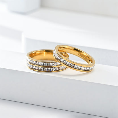 Rockyu エタニティリング レディース チタン ジルコニア ゴールド シルバー 4mm 6mm 8mm おしゃれ プレゼント