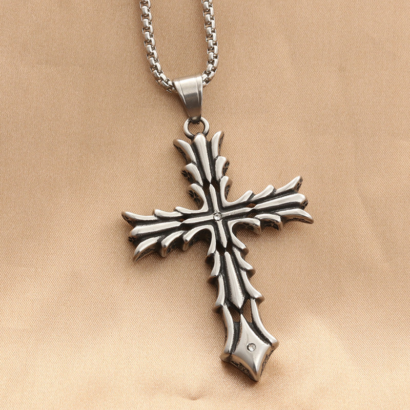 Rockyu ネックレス メンズ シルバー クロスペンダント ベネチアンチェーン おしゃれ 十字架アクセサリー