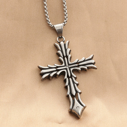 Rockyu ネックレス メンズ シルバー クロスペンダント ベネチアンチェーン おしゃれ 十字架アクセサリー