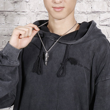 Rockyu 弾丸ネックレス メンズ 鷲の爪デザイン ステンレス製 遺骨入れ シルバー＆ゴールド