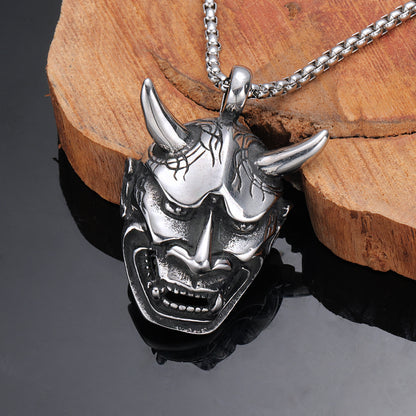 Rockyu 般若ネックレス メンズ｜鬼面デザイン 316Lステンレス 3色展開