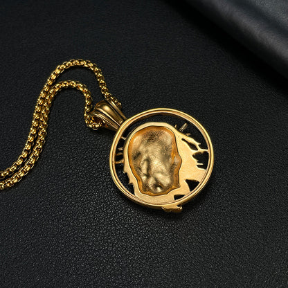 Rockyu メンズ ネックレス イエス キリスト ペンダント ゴールド シルバー ステンレス チェーン