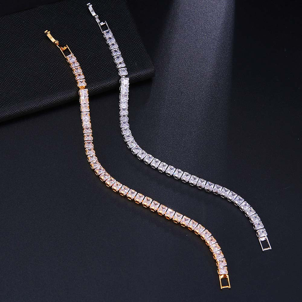 Rockyu ブレスレット レディース テニスチェーン 5Aジルコニア使用 キラキラバングル ゴールド＆シルバー展開