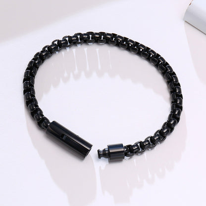 Rockyu ベネチアンチェーン ブレスレット メンズ ステンレス製 シンプルデザイン 6mm 幅 選べるカラー