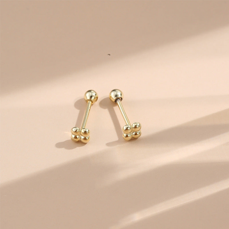 Rockyu レディースピアス シルバー925 ピンクゴールド 軟骨 トラガス 数珠デザイン 金属アレルギー対応