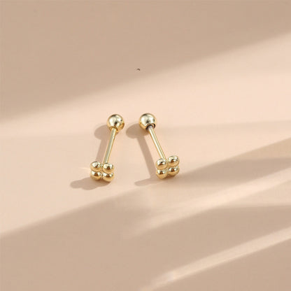 Rockyu レディースピアス シルバー925 ピンクゴールド 軟骨 トラガス 数珠デザイン 金属アレルギー対応