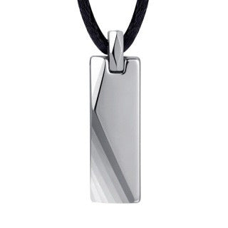 Rockyu メンズネックレス スティックプレートペンダント タングステン風デザイン シルバー ブラック ブルー おしゃれ ステンレス製