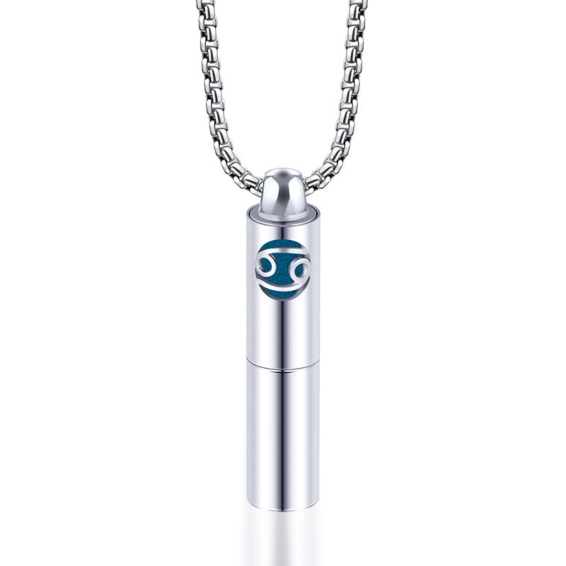 Rockyu 香水瓶ネックレス ステンレス製 12星座デザイン アロマ＆メモリアルペンダント 男女兼用