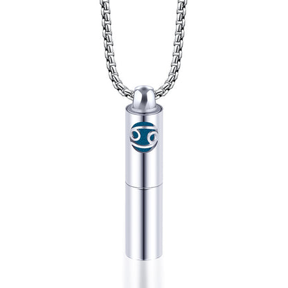 Rockyu 香水瓶ネックレス ステンレス製 12星座デザイン アロマ＆メモリアルペンダント 男女兼用