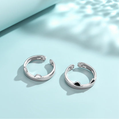 Rockyu 猫耳リング レディース シルバー925 フリーサイズ かわいい猫デザイン 指輪