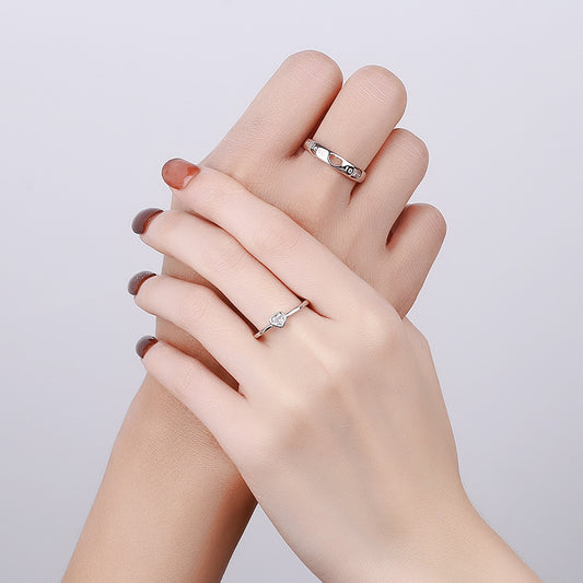 Rockyu ペアリング メンズ レディース フリーサイズ シルバー925 LOVE刻印 ハートデザイン 指輪