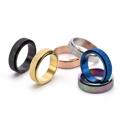 Rockyu 回転リング メンズ ステンレス製 マット加工 ストレス解消 指輪