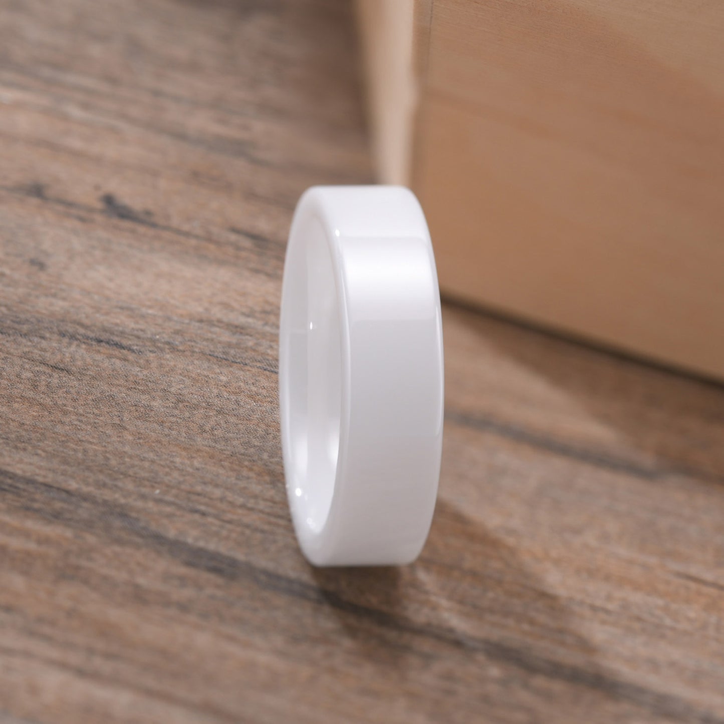 Rockyu セラミックリング メンズ レディース 黒白ペア 6mm シンプル 平打 軽量 男女兼用