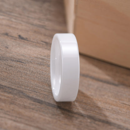 Rockyu セラミックリング メンズ レディース 黒白ペア 6mm シンプル 平打 軽量 男女兼用