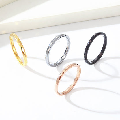 Rockyu タングステン 多面カットリング 2mm メンズ レディース 指輪 シルバー ゴールド ブラック ピンクゴールド 鏡面＆マット仕上げ 男女兼用