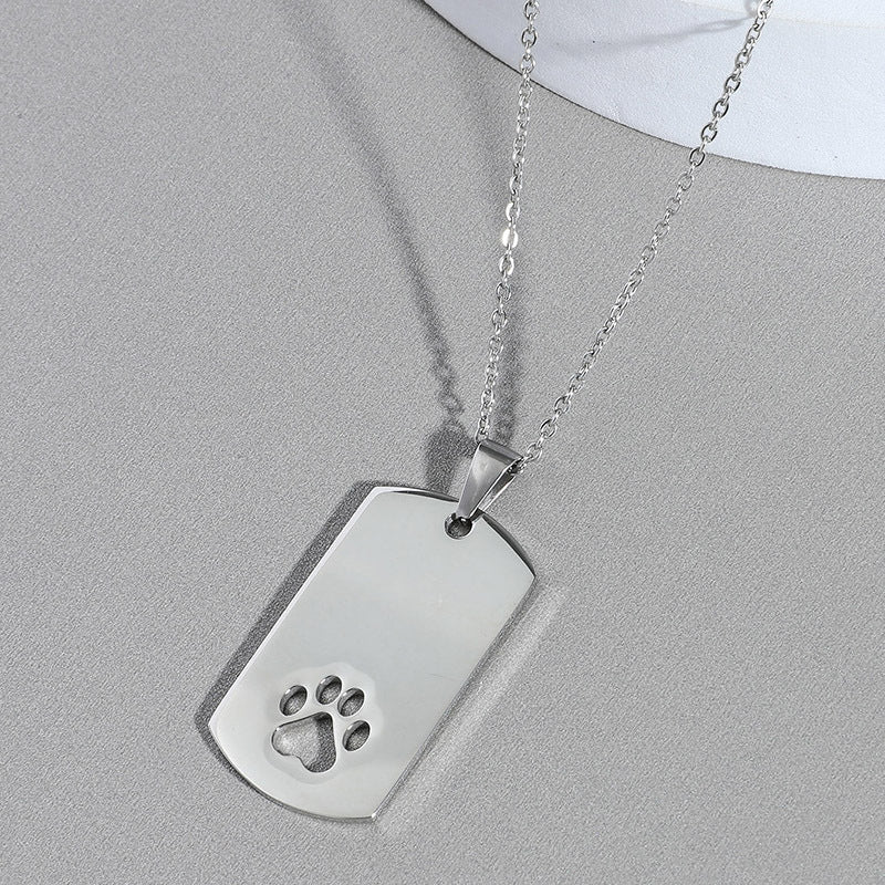 Rockyu ネックレス メンズ レディース シルバー 足跡モチーフ チタン ペンダント