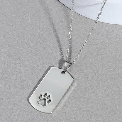 Rockyu ネックレス メンズ レディース シルバー 足跡モチーフ チタン ペンダント