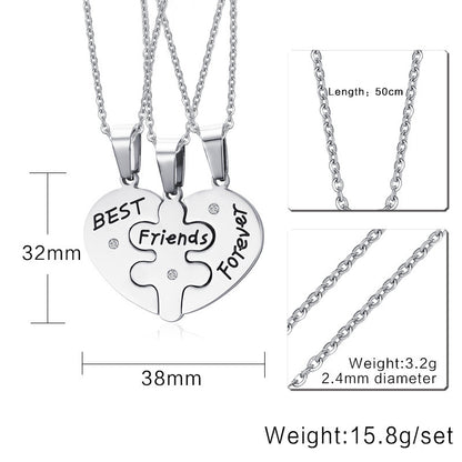 Rockyu ネックレス メンズ レディース ハート パズル ペンダント シルバー チタン アレルギー対応