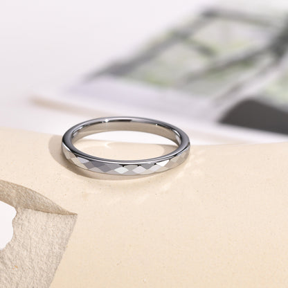 Rockyu タングステン 多面カットリング 2mm メンズ レディース 指輪 シルバー ゴールド ブラック ピンクゴールド 鏡面＆マット仕上げ 男女兼用