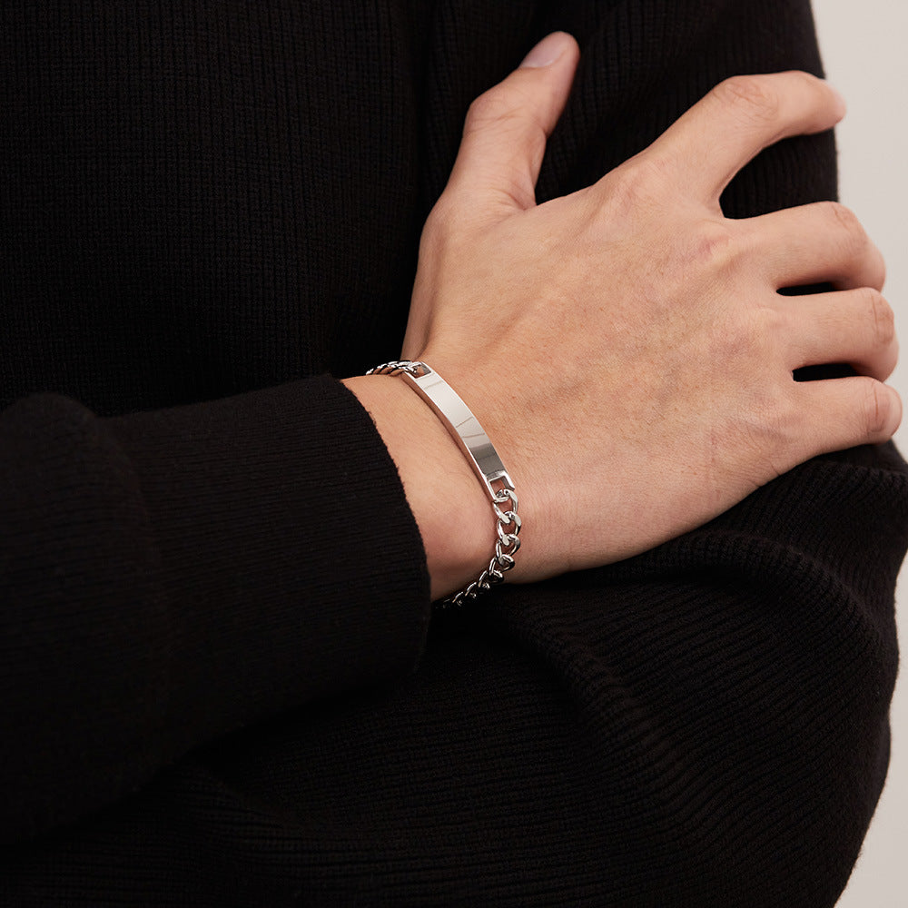 Rockyu カップルブレスレット｜ローズゴールド＆シルバーチェーン｜ペアアクセサリー