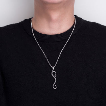 Rockyu メンズ スネーク ネックレス ステンレス製 アンティーク調