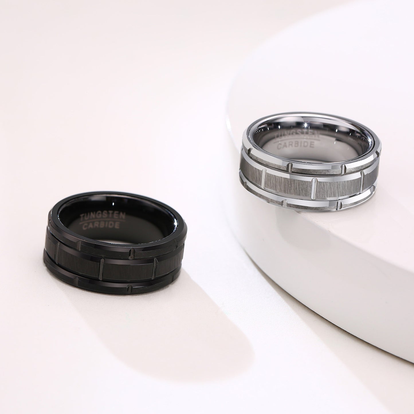 Rockyu タングステンカーバイド リング メンズ｜多面カット 艶消し加工 ゴールド シルバー ブラック