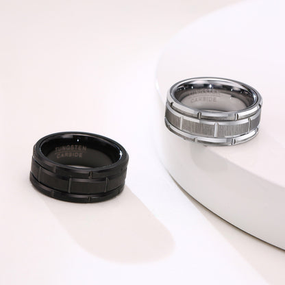 Rockyu タングステンカーバイド リング メンズ｜多面カット 艶消し加工 ゴールド シルバー ブラック