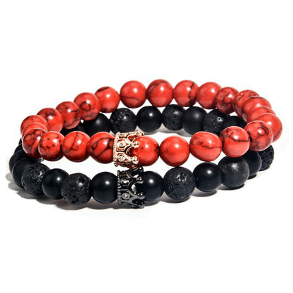 Rockyu ブレスレット レディース メンズ 2連 数珠 ビーズ 天然石 瑪瑙 クリスタル パワーストーン 開運アクセサリー