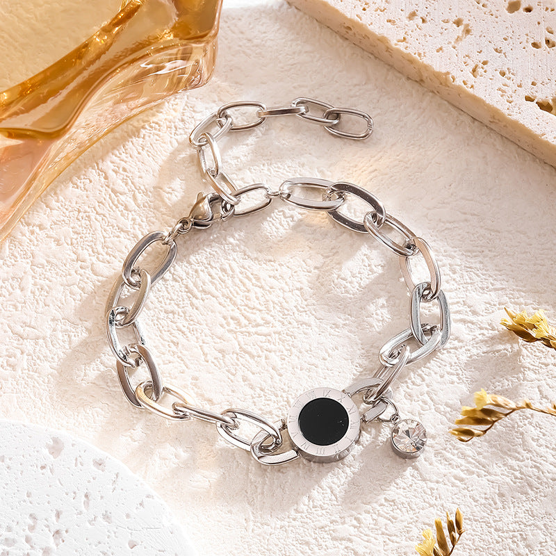 Rockyu ブレスレット レディース チェーン ピンクゴールド ステンレススチール