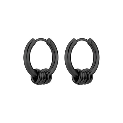 Rockyu メンズピアス フープ サークル ステンレス製 シルバー ゴールド ブラック 両耳用 アレルギー対応 おしゃれ プレゼント