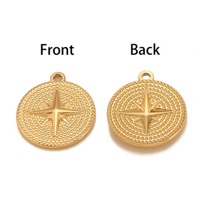 Rockyu ネックレス レディース ゴールド コイン 八芒星 ステンレス ペンダント 金属アレルギー対応