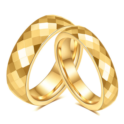 Rockyu タングステン リング メンズ 多面カット 6mm幅 ゴールド シルバー ピンクゴールド 指輪