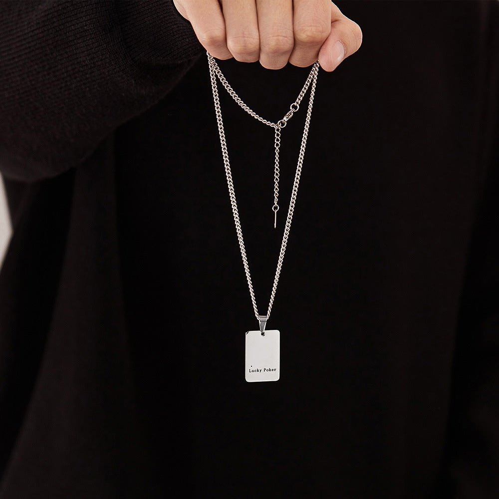Rockyu ネックレス メンズ スペード＆ハート A トランプデザイン ステンレス製 ペア対応 ユニセックス