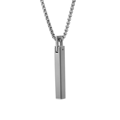 Rockyu ネックレス メンズ タングステン シルバー スティックペンダント 鏡面加工