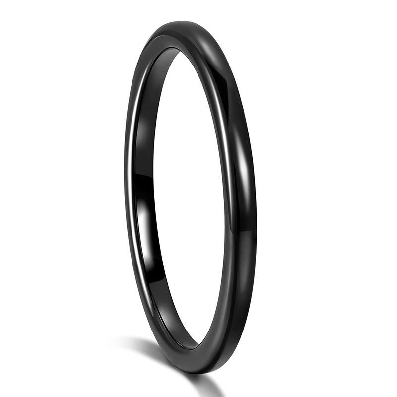 Rockyu タングステン細身リング レディース 2mm クラシック鏡面 指輪