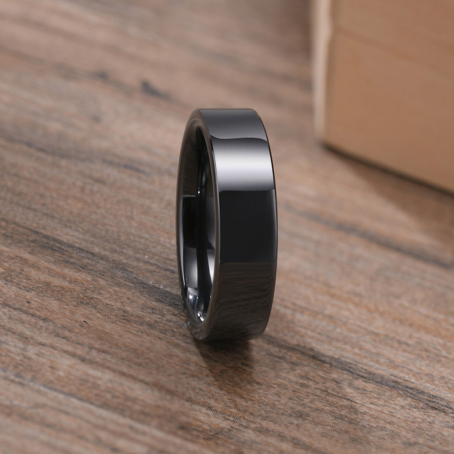 Rockyu セラミックリング メンズ レディース 黒白ペア 6mm シンプル 平打 軽量 男女兼用