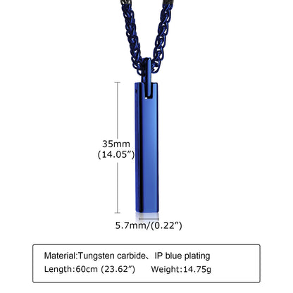 Rockyu バーネックレス メンズ タングステンスティック シンプル ペンダント