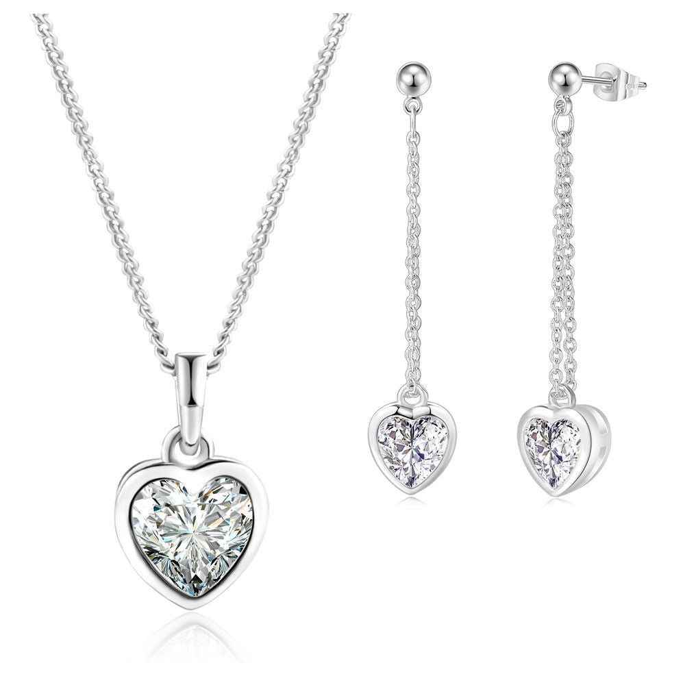 Rockyu ピアス レディース ハートモチーフ ピンクゴールド ジルコニア ロングチェーン 揺れるピアス