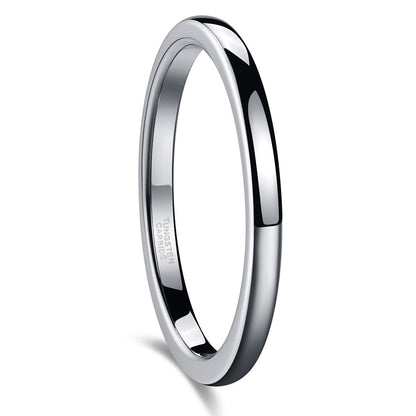 Rockyu タングステン細身リング レディース 2mm クラシック鏡面 指輪