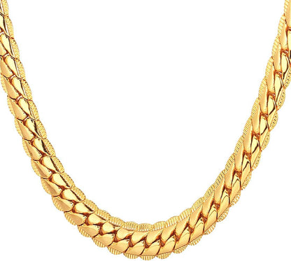 Rockyu ネックレス メンズ 喜平チェーン ステンレス 太め 幅7mm 18kピンクゴールド