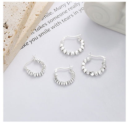 Rockyu シルバー925 ツイスト＆ジオメトリック フープピアス 両耳セット