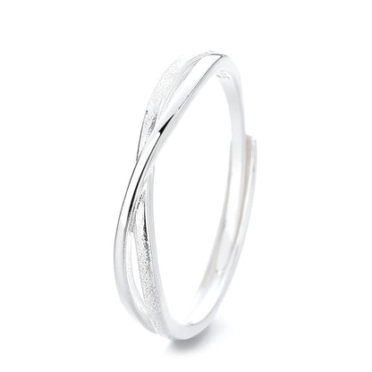 Rockyu クロス風テクスチャリング レディース 18K仕上げ フリーサイズ シンプルリング