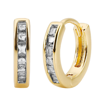 Rockyu ピアス レディース フープ シルバー ゴールド マルチカラー ジルコニア 正方形 リング