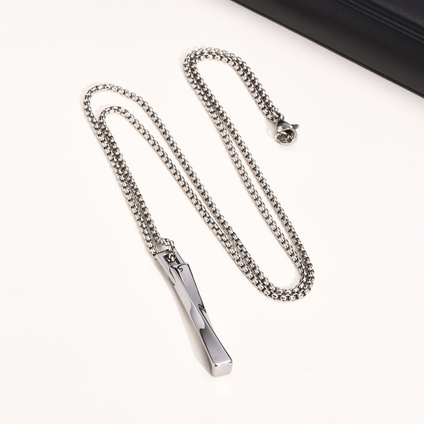 Rockyu メンズ バーネックレス シンプル ステンレススティックペンダント アレルギー対応