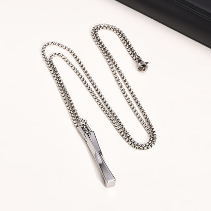 Rockyu メンズ バーネックレス シンプル ステンレススティックペンダント アレルギー対応