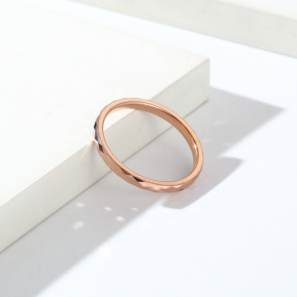 Rockyu リング メンズ 多面カット ゴールド シルバー ピンクゴールド タングステン