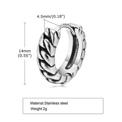 Rockyu メンズ シルバー フープピアス ステンレス鋼 金属アレルギー対応 ヴィンテージチェーン デザインリング