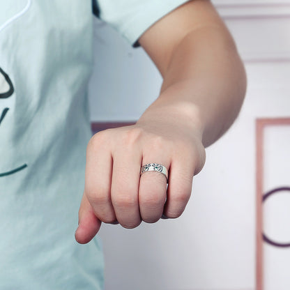 Rockyu タイガーリング メンズ レディース シルバー925 フリーサイズ グリーンストーン 金属アレルギー対応