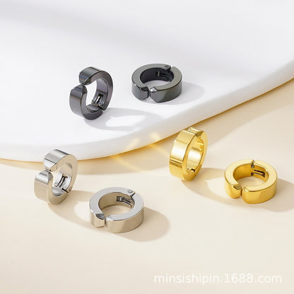 Rockyu ピアス メンズ レディース フープ シルバー ブラック ゴールド ステンレス 金属アレルギー対応