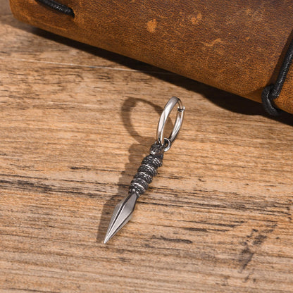 Rockyu ピアス メンズ ステンレス フープ クロス＆モチーフ シルバー ブラックジルコニア ヴィンテージ風